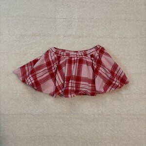 Little People Rocx red and pink plaid gathered skirt with attached shorts